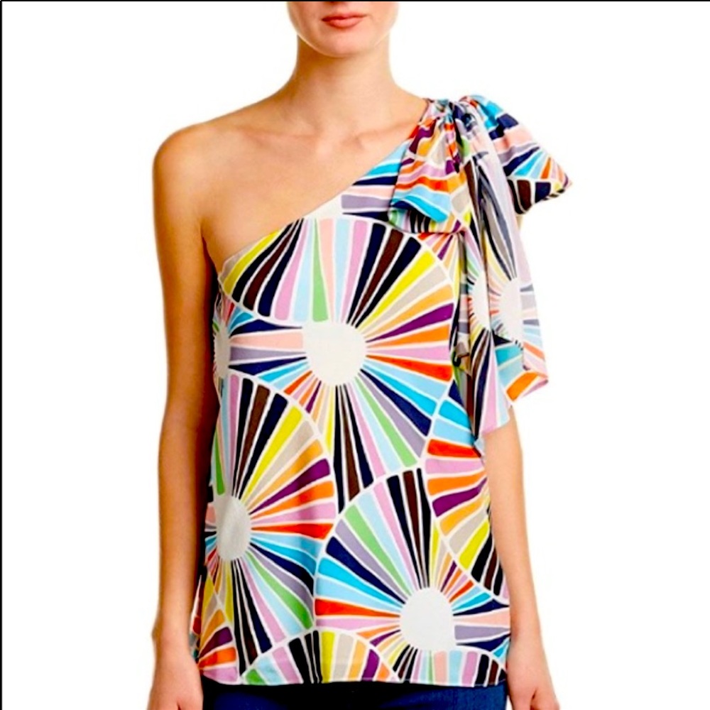 Trina Turk Ezmeralda One-Shoulder Silk Crepe Top M